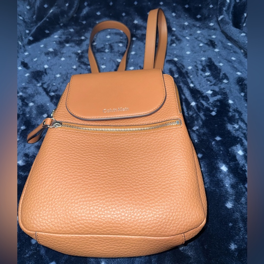 Calvin Klein Camel Leather Backpack